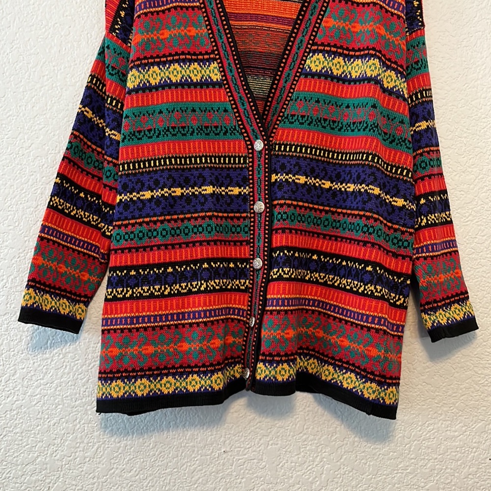 Vintage Colorful Mix Print Cardigan Sweater - Picture 5 of 11